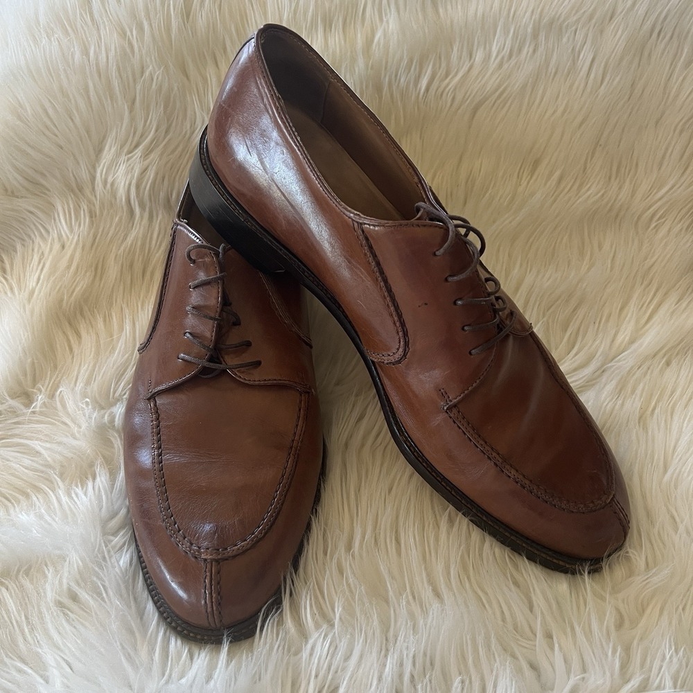 Pronto Uomo Firenze Mens Cognac Leather Split Toe Derby Shoes 13 M Made in Italy